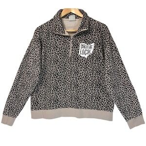 Ohio State Graphic "Drink Local"Women's‎ Leopard Sweatshirt Quarter Zip Size L